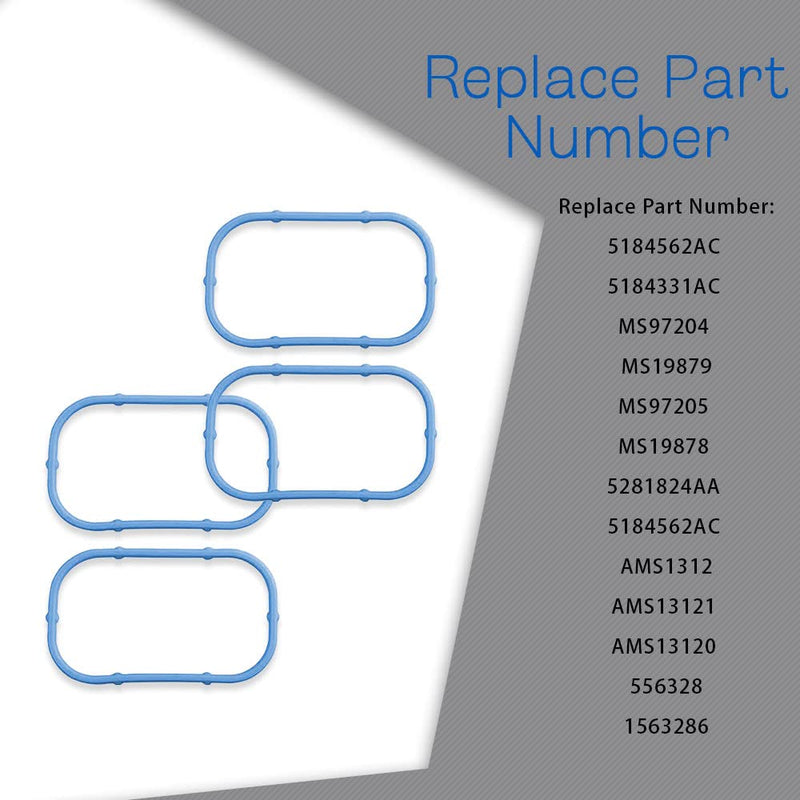 Intake Manifold Gaskets Lower & Upper Gasket Plenum Set, Intake Manifold Rubber Sealing Gasket Compatible with Dodge Chrysler Jeep, Replaces # 5184562AC 5184331AC