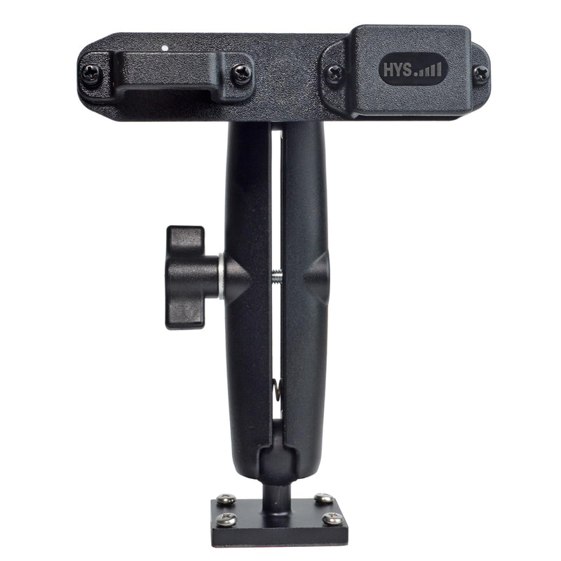 HYS Adhesive Truck & Car Walkie Talkie/Shoulder Speaker Mic Belt Clip Holder, Secure Grip, Heavy Duty Drill Base Tablet Mount, Sturdy 2-way Radio Mount for Commercial Vehicles, Trucks, Table and Wall