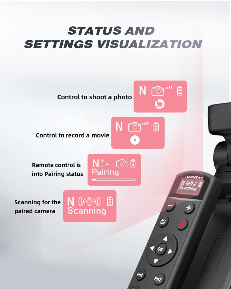 for Nikon Tripod with Rechargeable Remote Control - Aodelan Wireless Shooting Grip with OLED Screen Mini Tripod for Vlogging for Nikon Z6III,Z30,Z50,Z50II,Zfc,Zf,Z6II,Z7II,Z5,Coolpix A1000,B600,P1000