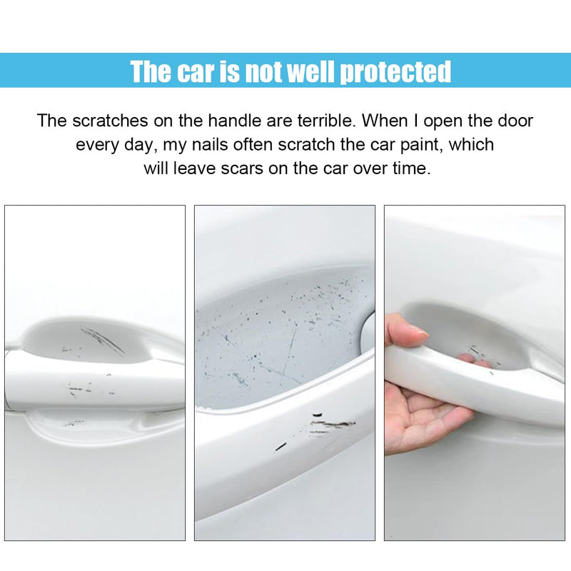 8PCS Car Door Handle Scratch Protectors, Carbon Fiber Car Door Handle Bowl Sticker, Universal Auto Doors Handles Paint Guard Cover, Doors Handles Cup Protective Film for Cars (Black) Black-8PCS