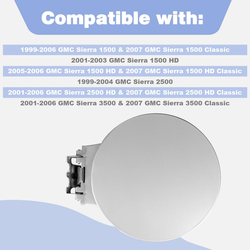 Gas Tank Door Cover Compatible with 1999-2006 Chevy Silverado GMC Sierra Pickup, Fuel Cap Only for Trucks with Steel Bed 0856-029