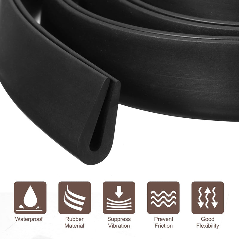 uxcell U Channel Edge Trim, 19.7ft Length Rubber Guard Seal Strip Edge Protector Round Type Fit for 3mm Edge, (5/16" W x 45/64" H) Black Fit 3mm x 19.7'L x 45/64"H x 5/16"W