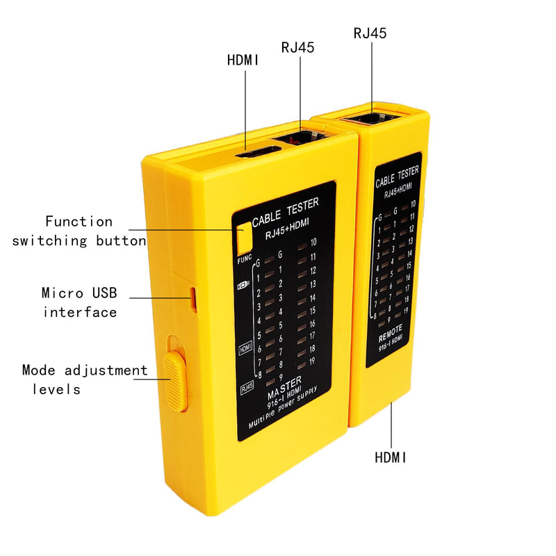 2 in 1 Network Cable Tester and HDMI Cable Tester Tool Portable High Definition Multimedia Interface RJ45/cat5 cat5e cat6 cat6a UTP Ethernet LAN Wire Continuity Checker