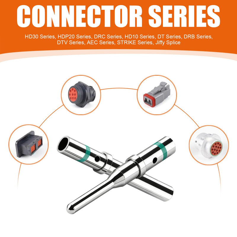 30 Pairs Deutsch Pin Connector Kit Size 16 Solid Contacts DT Series Connector, Common Contacts Automotive Terminals, Ni Plating Pin and Socket Contacts, 14-20AWG Wire Size 30 Pairs - Size 16