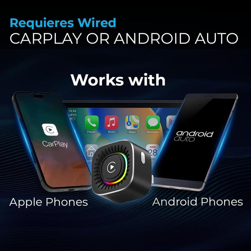 Wireless CarPlay Adapter & GPS Tracker, 2-in-1 Mini USB Dongle with Fast Auto Reconnect CarPlay Wireless Adapter, Plug and Play for OEM Factory Wired CarPlay Vehicles Black