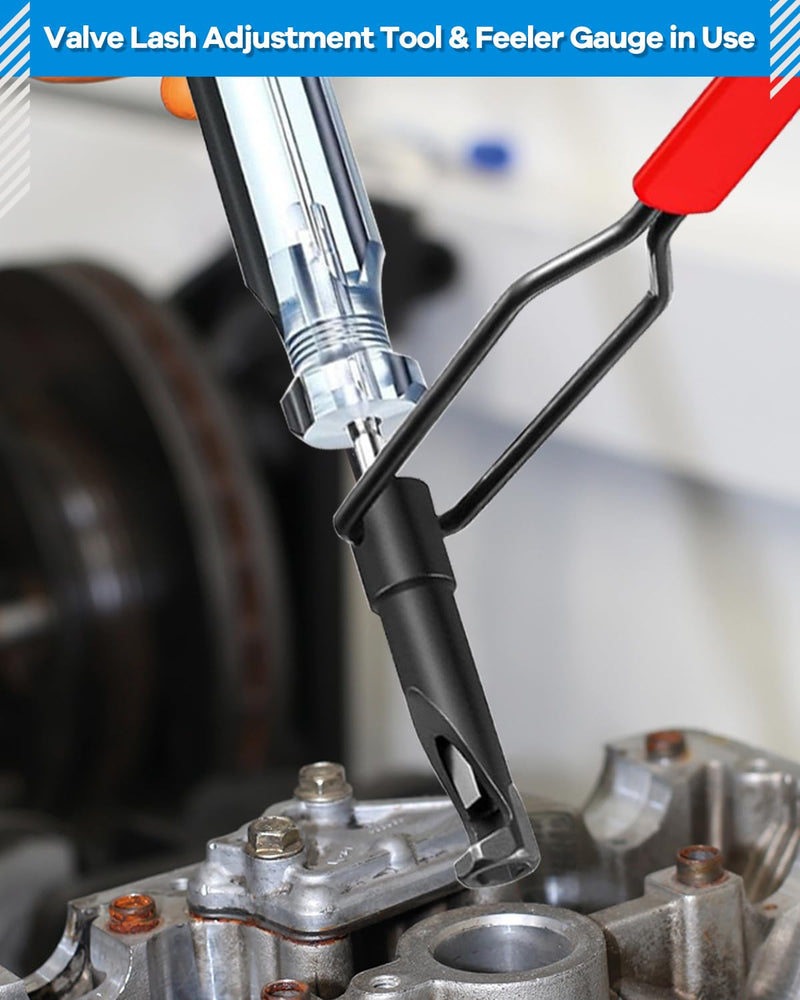Valve Lash Adjustment Tool for 10mm Jam Nut,with Angled Feeler Gauge, Slotted Valve Adjusting Stud, Compatible with Honda,Toyota,Nissan and Other Japanese Car Engines