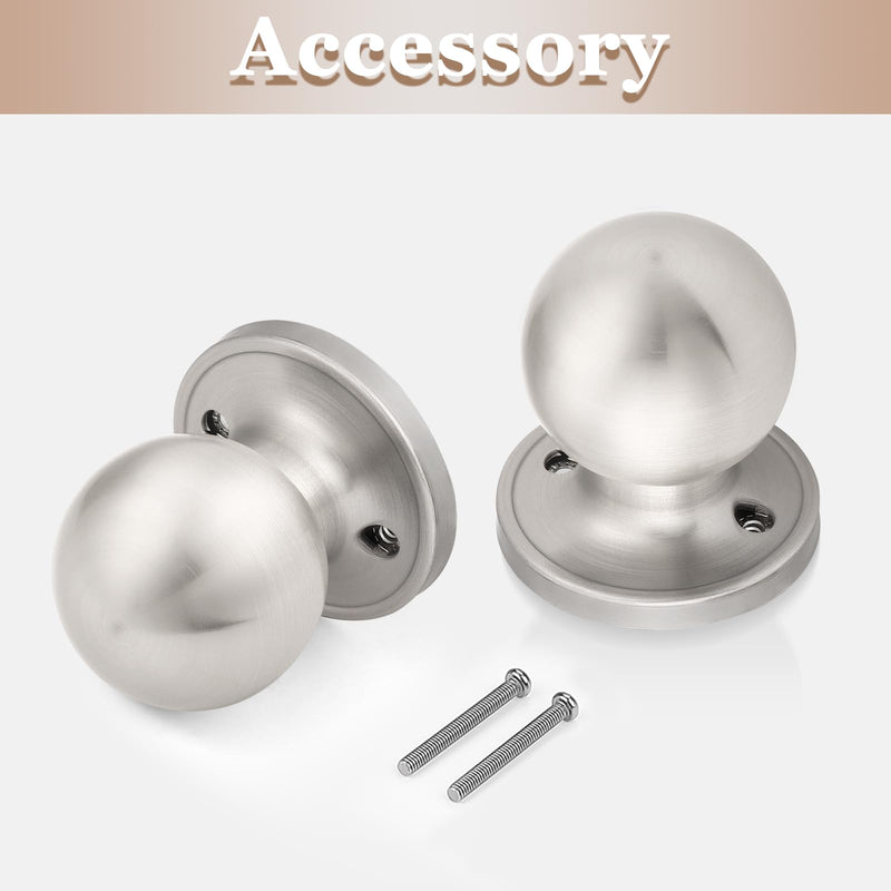 Probrico 4 Pack Round Satin Nickel Single Dummy Door Knobs, Individual Non-Turning Dummy Door Knob Single Side, Interior Door Knobs, Easy Installation