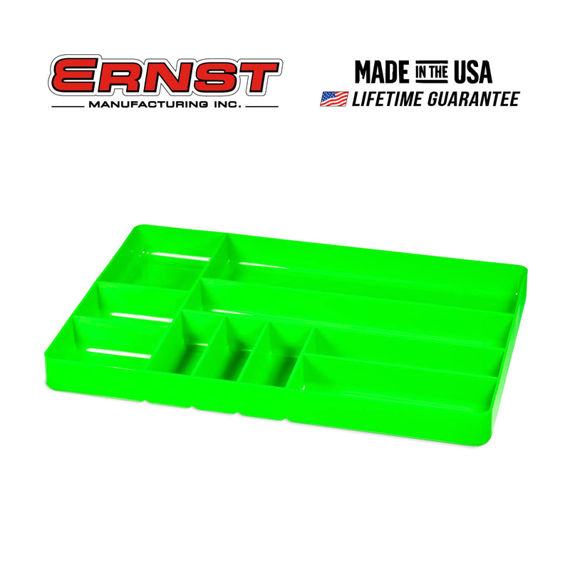 ERNST Tool Organizer Tray, Green, 10-Compartments, Storage, Garage, Workshop, Organization, Tools, Equipment, Heavy-Duty, Durable, Industrial, Workbench, Efficient Storage - Made in the USA 10-Compartment