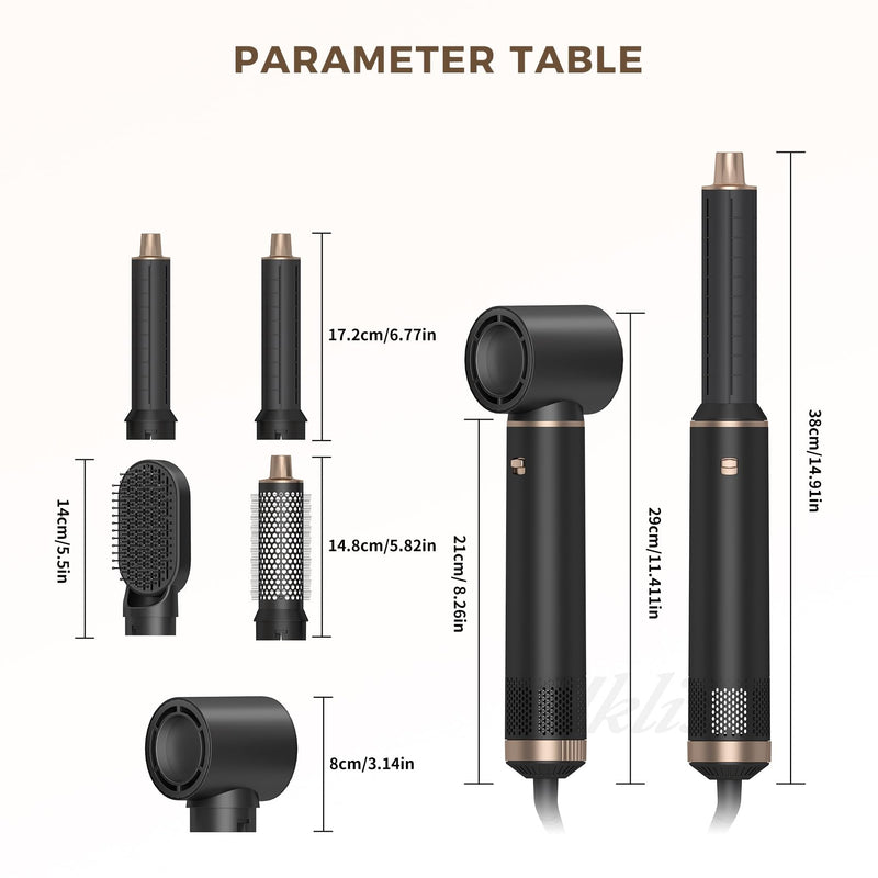 [AUSTRALIA] - 5 in 1 Air Styler and Hair Dryer Brush Set with Auto Curl Wand | Styles, dries, curls, straightens and adds volume with interchangeable heads for everyday hair styling