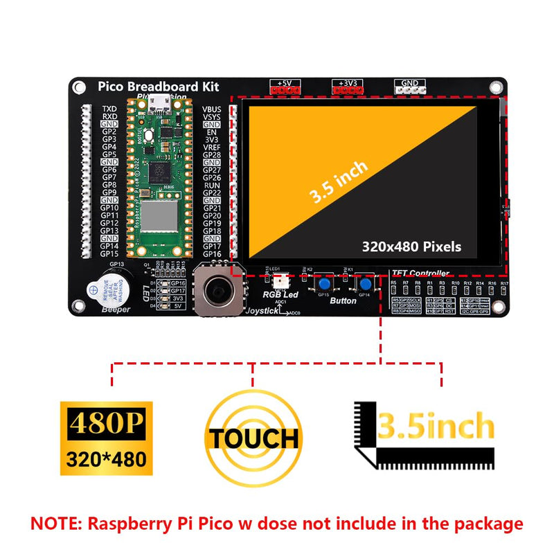 GeeekPi GPIO Expansion Module with 3.5inch Screen for Raspberry Pi Pico 1/Pico 1 W and Raspberry Pi Pico 2 Series