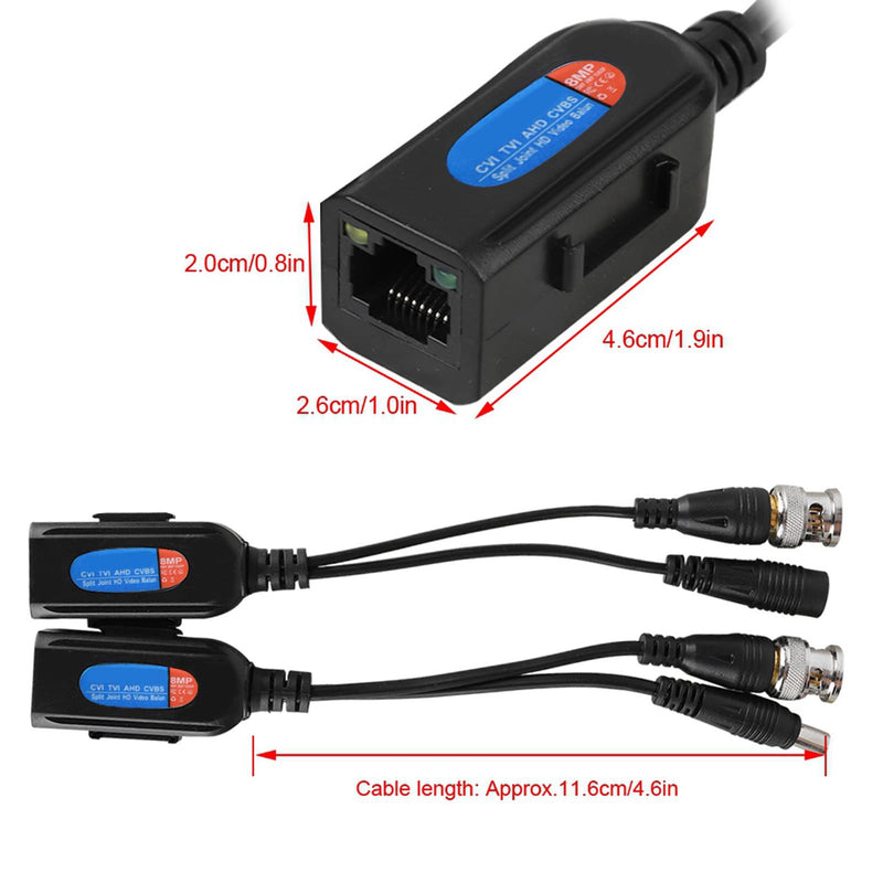 Analog to IP Camera Converter - Video Balun Passive CCTV Power Audio Transceiver With Power Indicator for HDCVI HDTVI AHD Analog