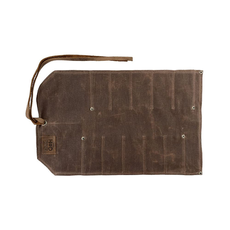 Durable Waterproof Waxed Canvas Tool Roll Handmade by Hide & Drink Honey Bourbon