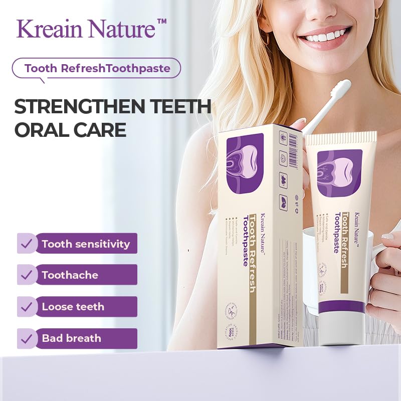 Tooth Refresh Toothpaste, Whitening & Stain Remover for Coffee, Hydroxyapatite for Enamel Support, Fresh Breath, Gentle for Sensitive Teeth, Fluoride-Free, Adults & Kids, 3.5 Oz, 2 Pack