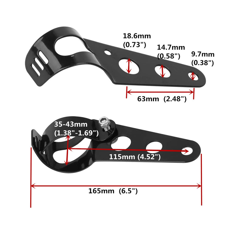 OSAN Universal 35mm-43mm Motorcycle Headlight Mount Brackets Fork Ear for Chopper Cafe Racer - Black Bracket