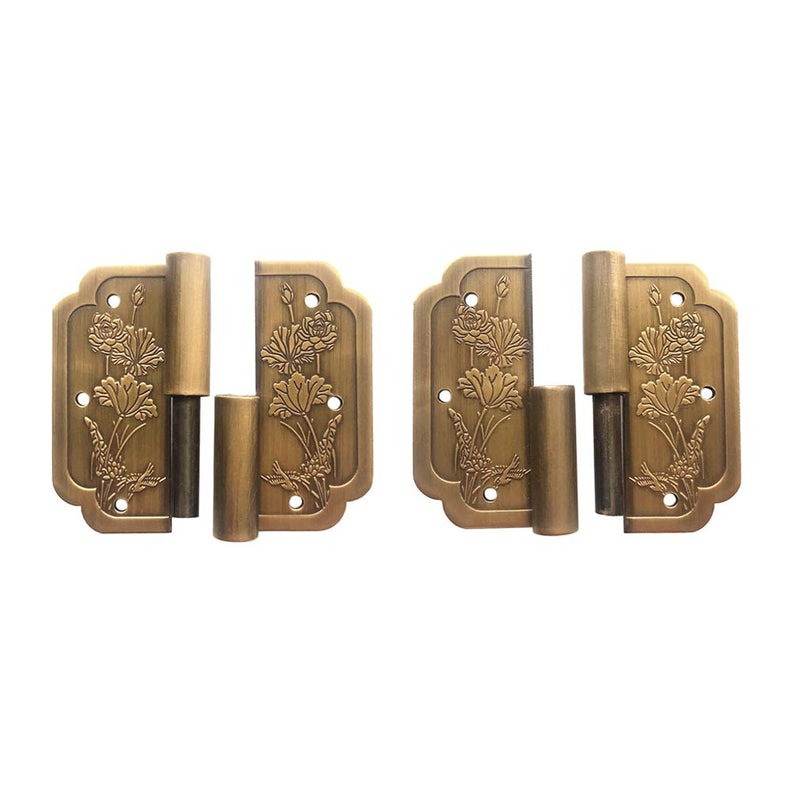 4Pcs Antique Brass Visible Small Hinges, 2x2 Inches Furniture Cabinet Drawer Double Door Removable Hinges