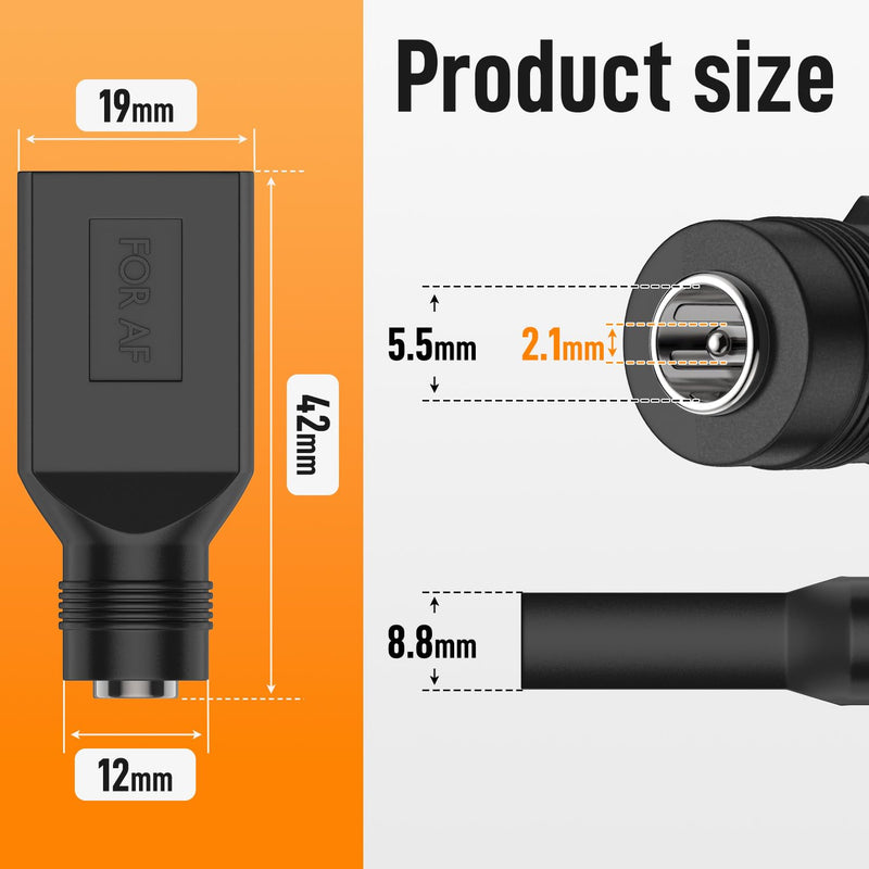5Pack DC 5.5mm x 2.1mm Female to USB A Female Power Adapter | DC to USB Converter: powers USB devices via barrel jack, like small fans, wireless routers, lamps & speakers. Black 5521 Female to USBA Female
