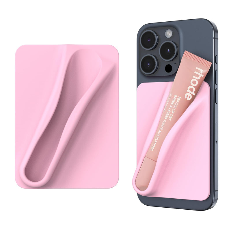  [AUSTRALIA] - DOB SECHS Silicone Lip Holder for Cell Phone Lipstick Lip Glaze Phone Case Back Stick On Holder for iPhone and Android Phones, Light Pink