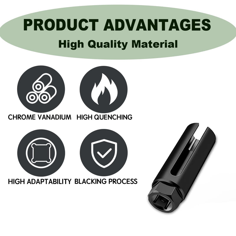 Oxygen Sensor Socket 1/2" Inch Drive 7/8" Inch (22mm) 6-Point Sensor Remover Tool with Side Wire Cutout, Universal Socket for O2 Removal and Installation 0.5 × 0.87 Inch