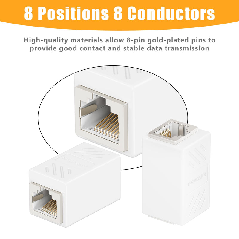 Uvital Phone Jack to Ethernet Adapter, RJ11 to RJ45 Adapter, RJ45 Female to RJ11 Male for Landline Telephone, with RJ45 to RJ11 Cable (RJ45 Coupler White + RJ45 to RJ11 Cable Black) White RJ45 Coupler + Black RJ45 to RJ11 Cable