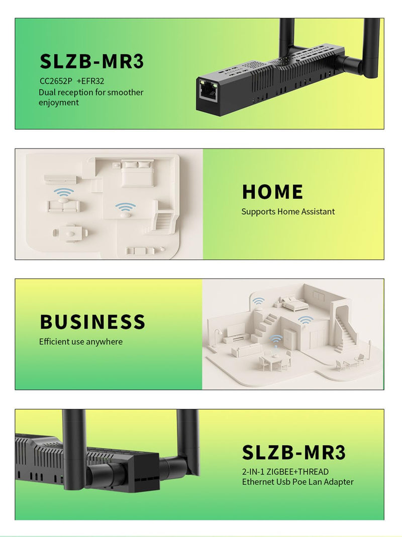 SMLIGHT SLZB-MR3 - Zigbee 3.0 to Ethernet,USB,and WiFi Gateway Coordinator with PoE,Universal Gateway for Home Assistant/ Zigbee2MQTT/ZHA,Wireless Zigbee 3.0 USB Adapter