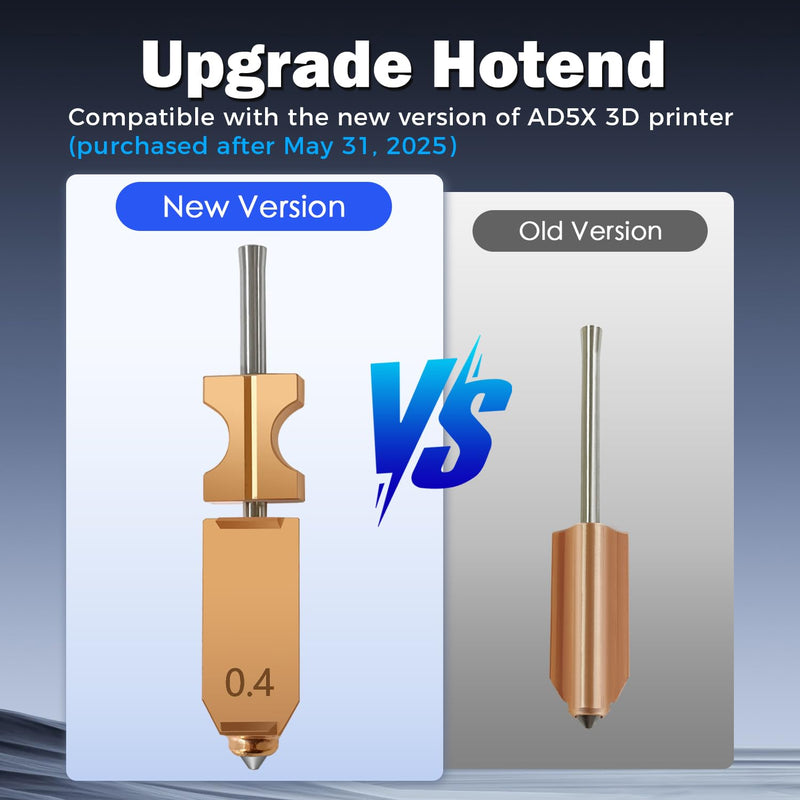 Upgrade 3PK 0.4MM AD5X Hotend for Falshforge AD5X Nozzle High Flow 32mm³/s High Speed Hardened Steel Quick Detachable Nozzle High Speed Print Head Replacement with Extra 3PK Silcone Sock 0.4MM Hotend(3PK)