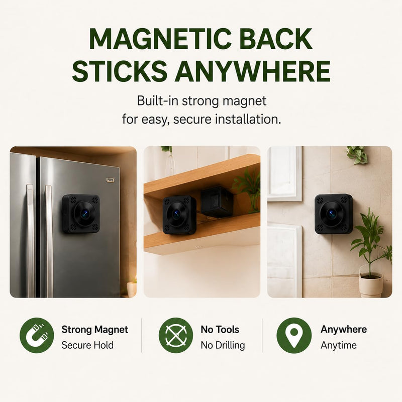 1080P Mini WiFi Camera, Compact Indoor Camera with Night Vision, Motion Detection, App Control, Supports Cloud and SD Card Storage