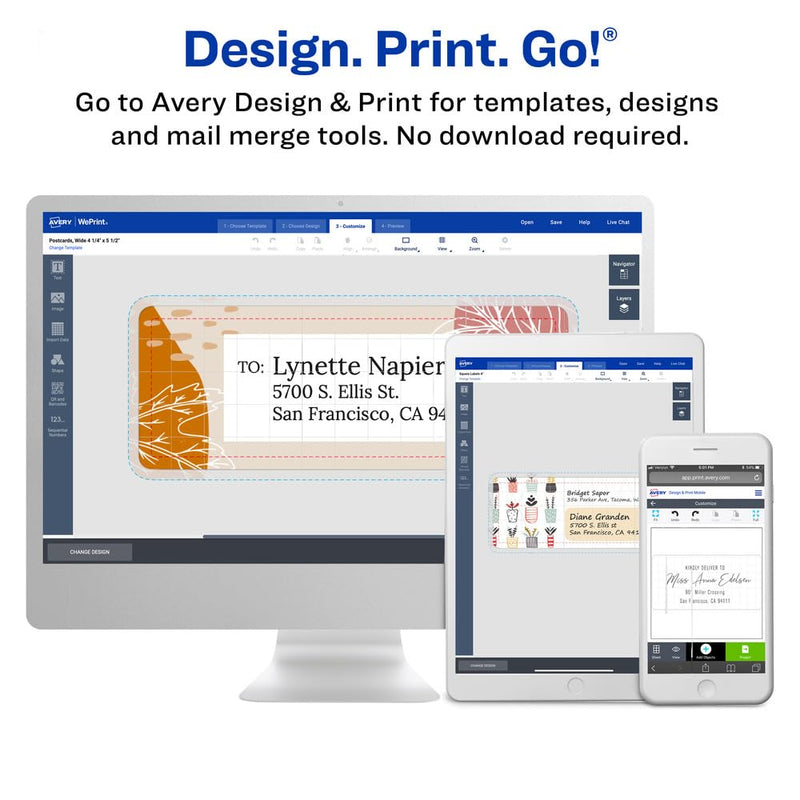 Avery Waterproof Printable Shipping Labels with Sure Feed, 2" x 4", White, 100 Blank Mailing Labels (15513)