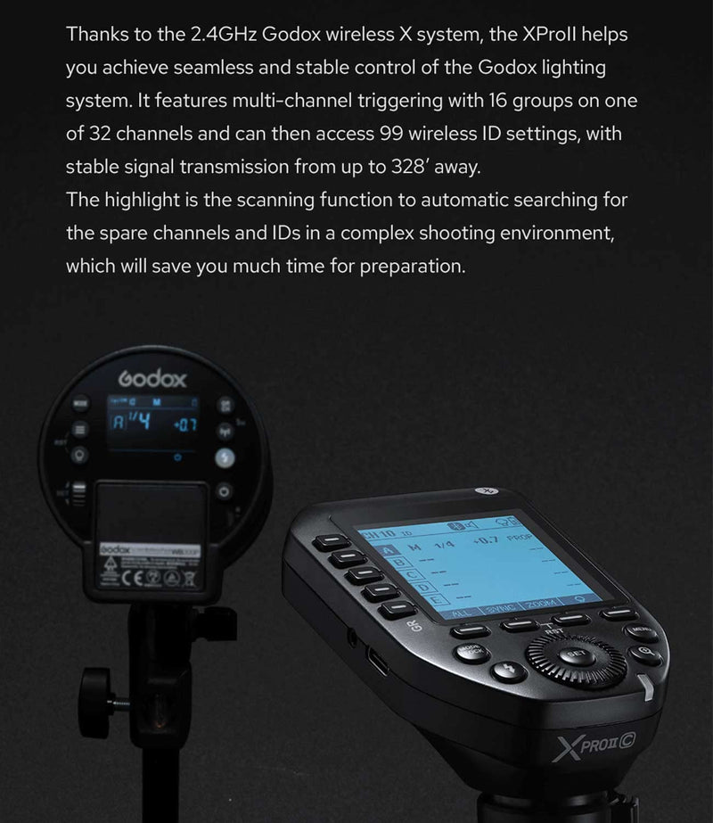Godox XProII-N TTL Wireless Flash Trigger Transmitter Compatible with Nikon Cameras, 2.4G HSS 1/8000S Bluetooth Connection, Quick Hotshoe Locking (Upgraded XPro-N)