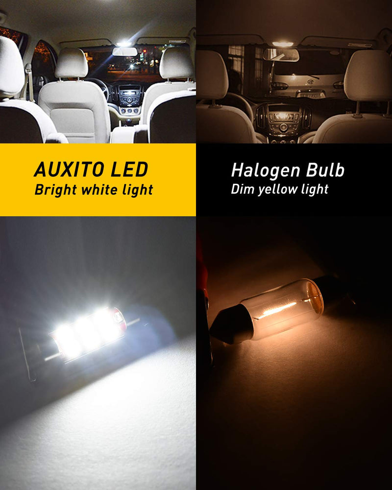 AUXITO 578 LED Bulb White 41mm 42mm 212-2 211-2 578 Festoon LED Bulbs CANBUS Error Free 3030 Chipsets 6000K Xenon White for Car Interior Map Dome Courtesy Marker License Plate Lights (Pack of 4)