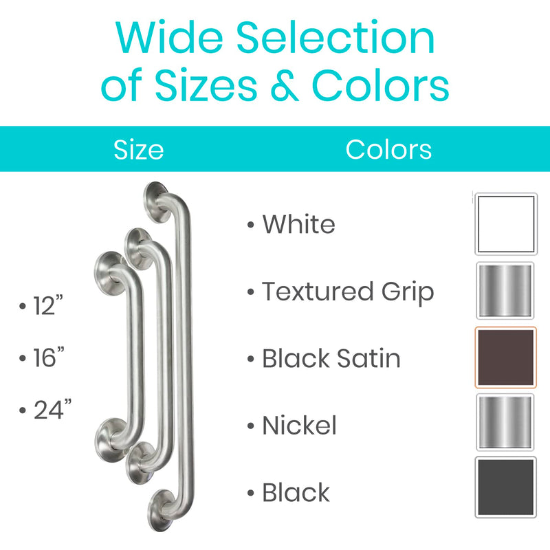Vive Grab Bar for Bathtubs and Showers (Textured) - Handicap Bathroom Safety Rail for Elderly - Wall Handle for Tub, Toilet, & Bath - Disability Assist Device Accessory Handrail 16" (Inches)