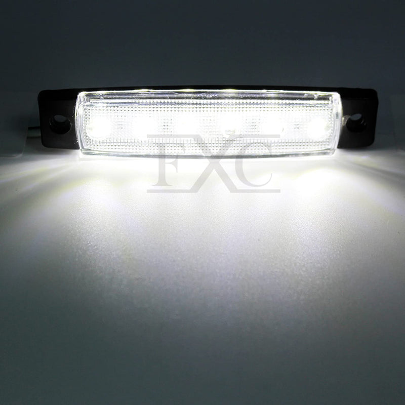 FXC 10x 6 LED Clearence Truck Bus Trailer Side Marker Indicators Light Tail Taillight Brake Stop Lamp 12V (White) White