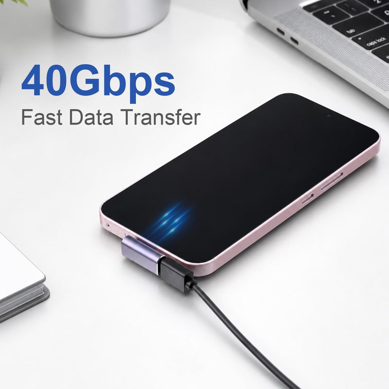 4 Style USB C Right Angle Adapter, 90 Degree Male to Female Adapter | Right Angle USB C Adapter Usbc 90 Degree Adapter 40gbps Type C Adapter Extender for Phone Pad Computers (Purple)
