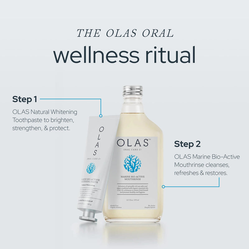 Olas Alcohol Free Mouthwash & Oral Rinse - Marine Bio-Active Mouth Rinse With Essential Oils & Antioxidants for a Healthy Oral Microbiome - Fluoride Free Natural Mouthwash (500 ml) 16.9 Fl Oz (Pack of 1)