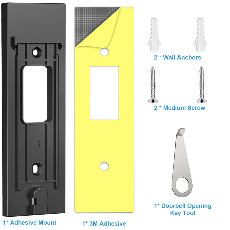 2026 Upgraded No Drill Doorbell Mount for Ring Battery Doorbell(Newest Model), Heavy-Duty Adhesive Wall Mount, Easy to Install, Door Mounting Holder Bracket Accessories for Home Rentals Room Black