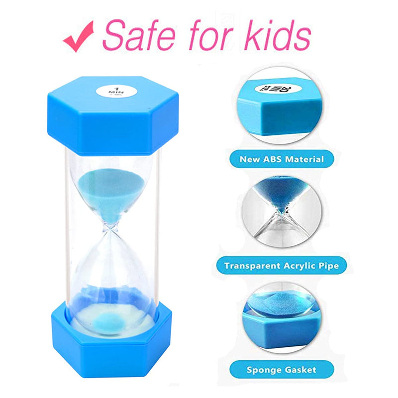 Large Sand Timer, Hourglass Timer Colorful Sandglass Timer 1 min/2 min/3 min/5 min/10 min/15 min Kids Timer Visual Sand Clock Timer for Games Classroom Home Office Kitchen Teeth Brushing (Pack of 6) 1+2+3+5+10+15min