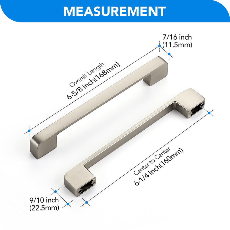HOME EDIT Brushed Nickel Cabinet Pulls Drawer Pulls, 6-1/4 Inch, 12 Pack | Wide Base Shape, Smooth Pull Grip, Kitchen Cabinet Upgrade, For Drawers, Cabinets, Cupboards 6-1/4 Inch Hole Center