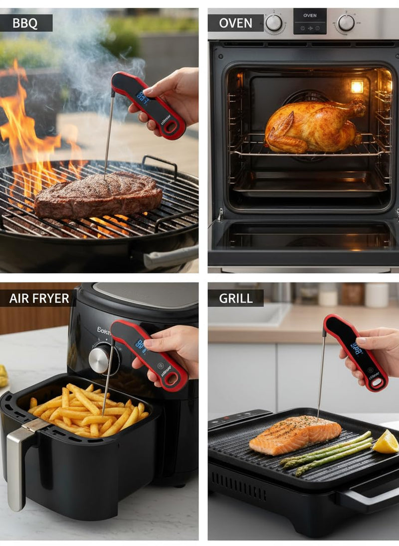 0.5 Sec Instant Read Meat Thermometer Digital with Auto-Rotating Large LCD Display & Motion Sensing, ±0.5°F Accuracy, IP67 Waterproof Food Thermometer for Cooking BBQ Grill Smoker Candy