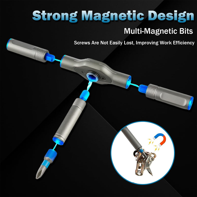 24 in 1 Magnetic Ratchet Screwdriver Set | Mini Precision Repair Tool Kit with Detachable T-Handle | Portable for PC, Mobile Phone, Watch, Bicycle & Furniture DIY | Chrome Vanadium Steel Bits