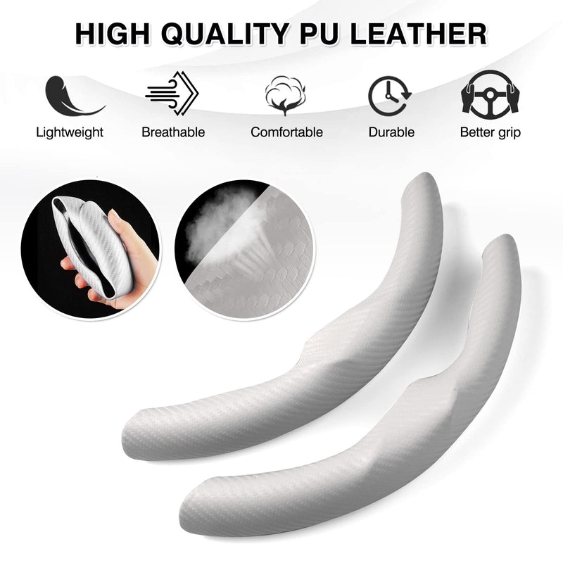 Custom-Fit Steering Wheel Cover for Tesla, Telsa Model 3 / Y Carbon Fiber Steering Wheel Cover for Men/Women, Anti-Slip, Comfortable Grip, Breathable, Model 3 / Y Accessories (White) White