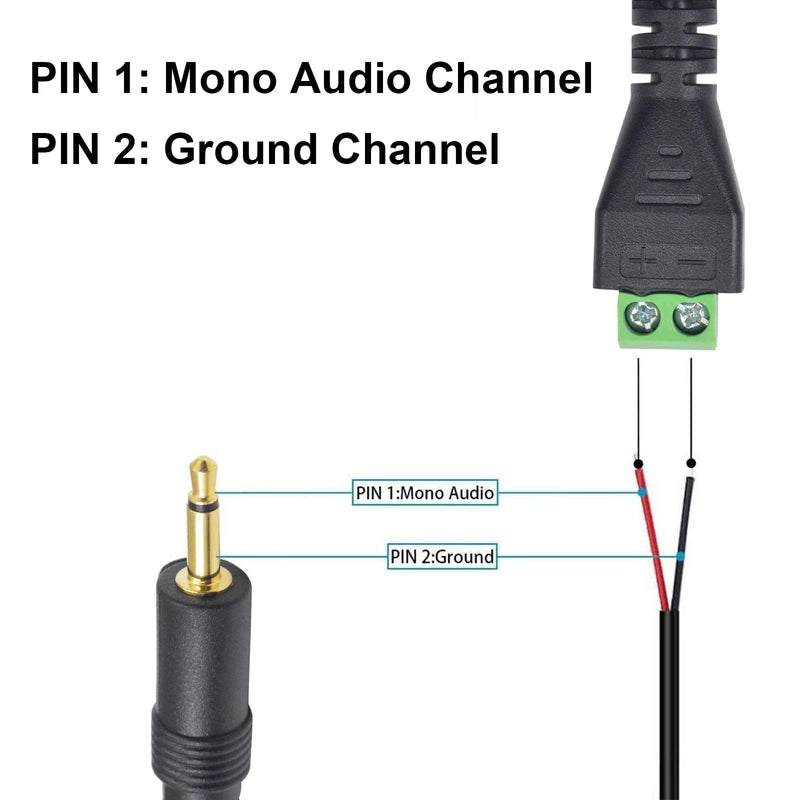 Poyiccot 3.5mm (1/8") TS Mono Male to 2 Pin Screw Terminal Female Headphone Balun Solderless Converter Adapter Cable 30cm (3.5mm M/ 2pin) 3.5mm to 2 pin screw terminal