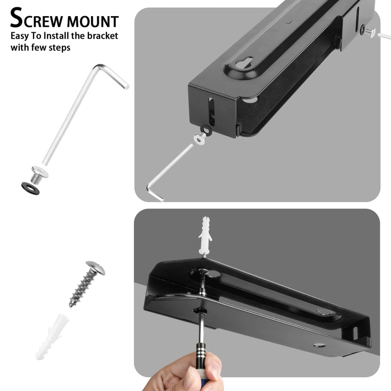 Wall Mount and Under Desk Mount Laptop Holder, Universal Laptop Storage Bracket for Devices Up to 1.18" Thick Macbooks, Surface, Keyboards, Tablets & More (Metal Black)