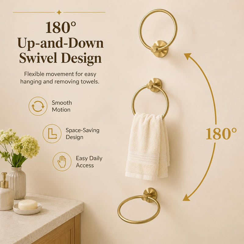 Toilet Paper Holder Towel Ring Brushed Gold Bathroom Hardware Hand Towel Holder Bathroom Accessories Set Wall Mount Stainless Steel 2 Pieces Bathroom Hardware Set 2 Pieces
