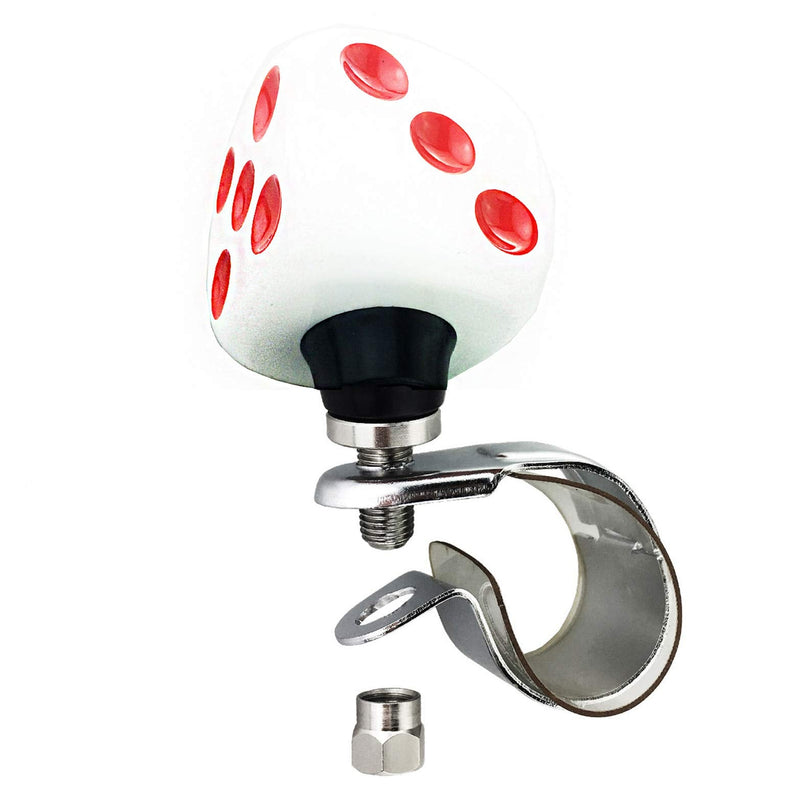 Arenbel Steering Wheel Knob Spinner Dice Shape Suicide Spinner Power Handles Fit Most Steering Wheels (Green White) (White-Red) White-Red