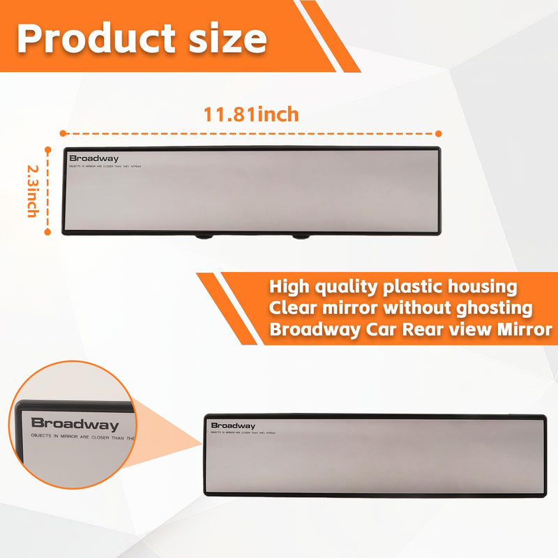 Universal Panoramic Rear View Mirror - Wide Angle Car Blind Spot Convex Mirror Accessories for Cars, SUV, Trucks, Vehicles - 12 Inch (White) 300mm-White