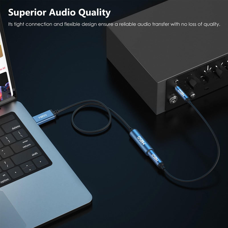 MillSO USB to 1/4 Jack Audio Adapter Type-A to 6.35mm Female TRS Headphone Aux Adapter Stereo USB External Sound Card for Laptop, PC, Amplifier, Speaker, 6.35mm Headphone 12 inch USB-A Male to 1/4 Female