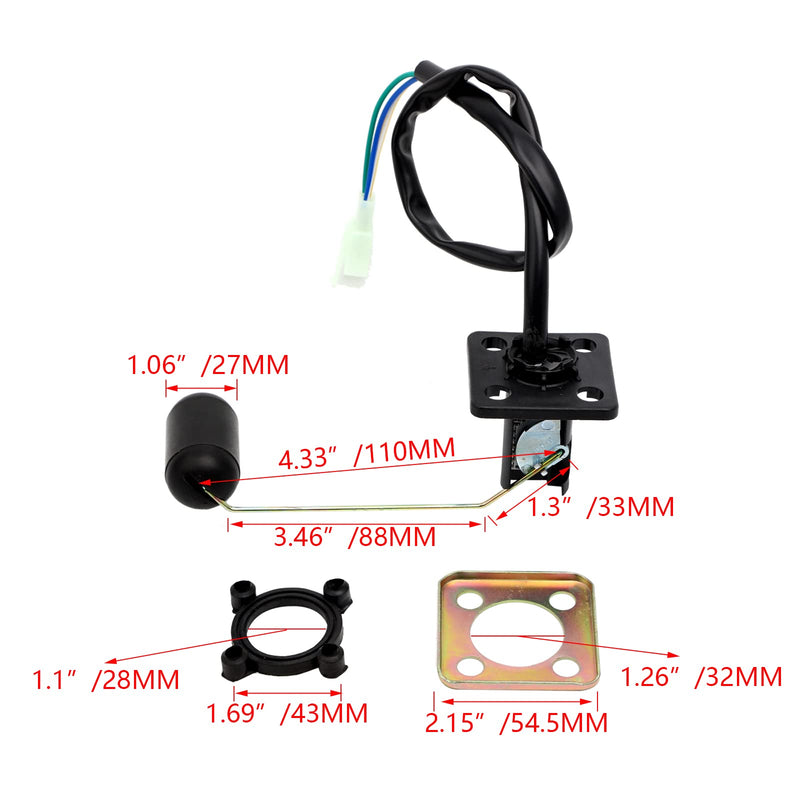 Minho Gas Fuel Tank Sensor Float Level Kit for GY6 50cc 125cc 150cc Chinese Scooter Moped ATV GY6 Parts Oil Sending Unit