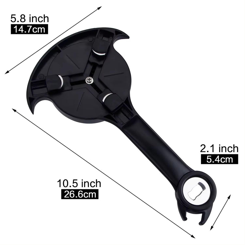 Can Opener Multifunction,Jar Opener for Weak Hands,Kitchen Beer bottle Opener Portable 3-in-1 Bottle Opener Can Opener Tool Innovative Gadget Get Lid Off Easily (BLACK)