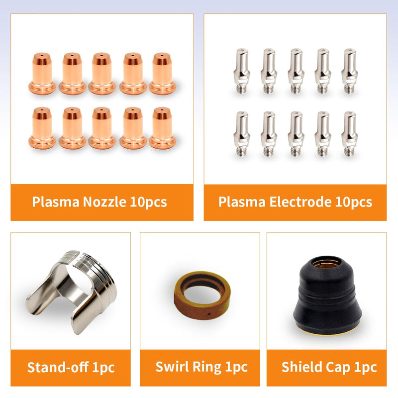 PLAXCON 23pcs IPT-60 PT-60 IPT-40 PT40 Plasma Cutting Torch Tip 1.0mm 0.039'' Plasma Cutter Accessories for CUT 55 MP, CUT55 NHF, CUT65DS Plasma Cutter