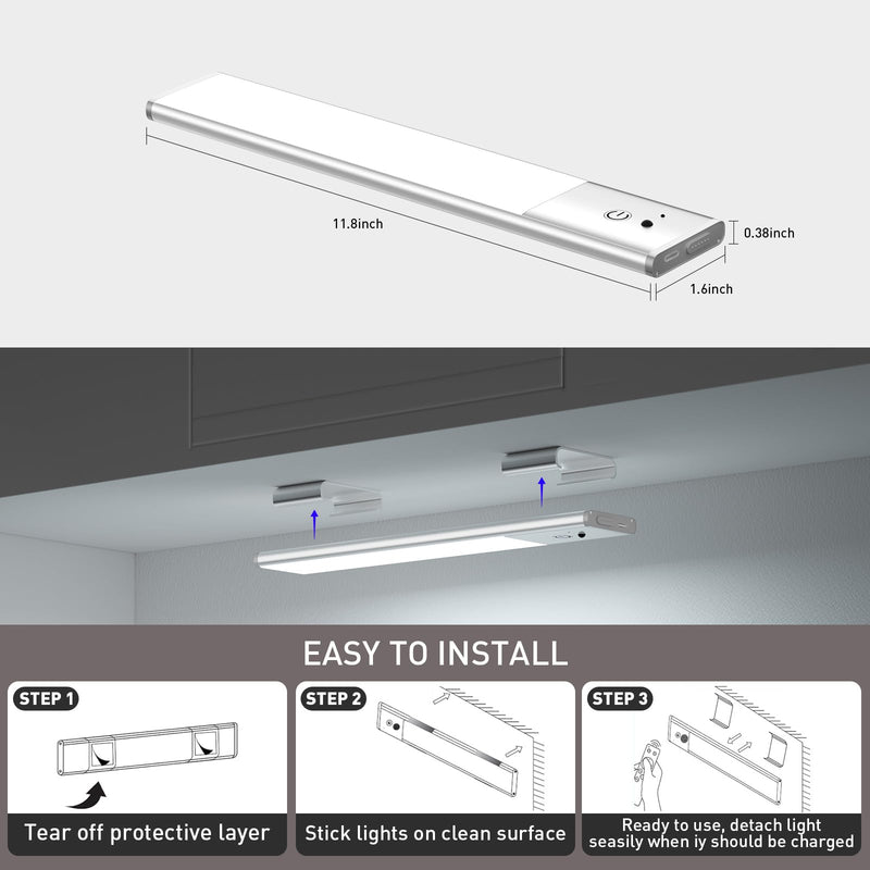 79-LED Under Cabinet Lighting, 15 Colors Uitra-Thin Closet Lights Rechargeable Wireless Under Counter Lighting with Remote Control, Dimmable RGB Light Bars for Kitchen Showcase Shelf, 3 Pack