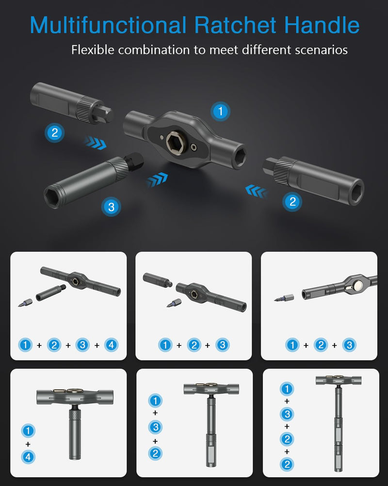 AMIR 42 in 1 Magnetic Screwdriver Set, DIY Ratchet Screwdriver Set Magnetic with Multi Bit, Precision Repair Tool Kit for Tools Home Improvement Computer Bicycle